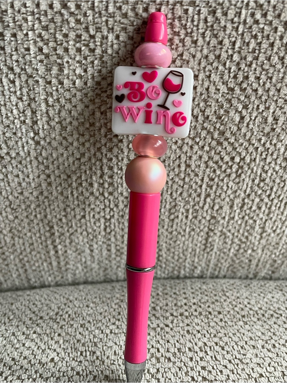 Pink Beaded 'Bo Wine' Decorative Ballpoint Pen - Home Office Stationery